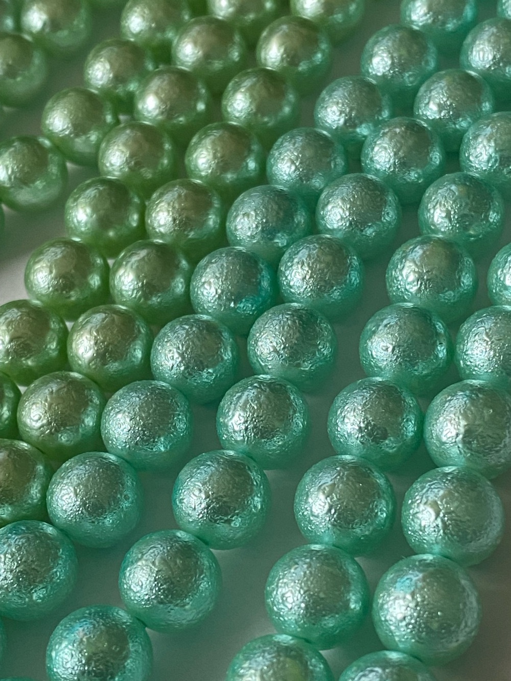 Pearlescent Bead Lot Faux Pearl Beads in Mint, Peach & Champagne - Picture 4 of 10